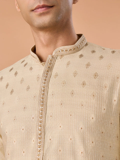 Manyavar Beige Celebration Kurta Pajama