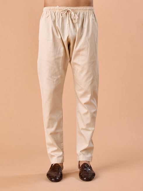 Manyavar Beige Celebration Kurta Pajama