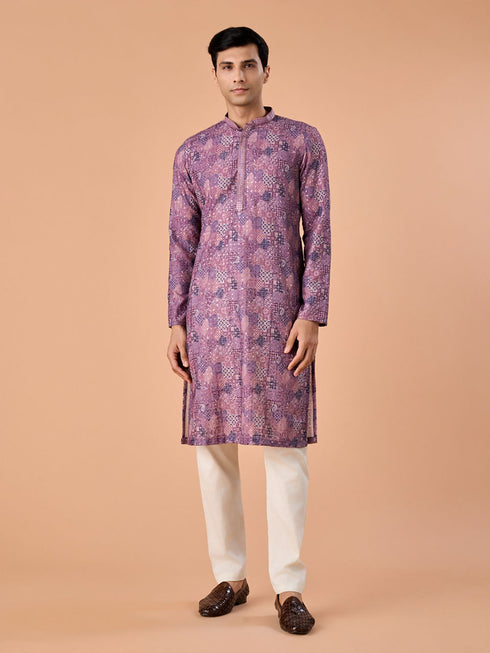 Manyavar Lilac Bliss Kurta Pajama