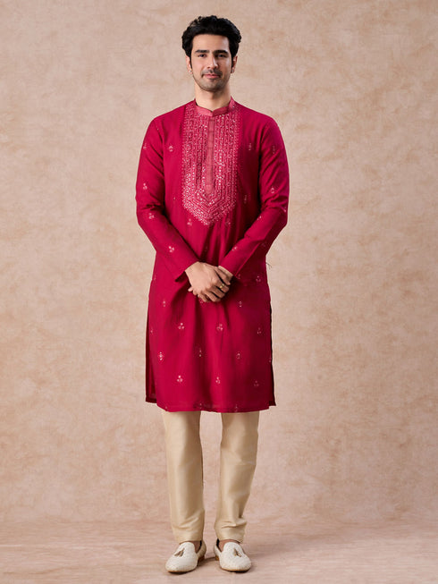Manyavar Radiant Rani Pink Kurta Pajama