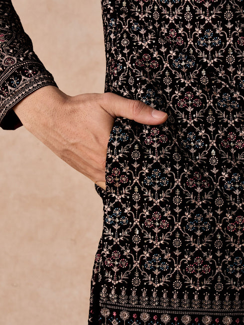 Manyavar Velvety Purple Splendour Kurta Patiala