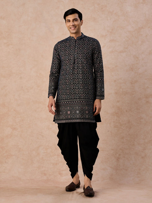 Manyavar Teal Elegance Velvet Kurta Patiala