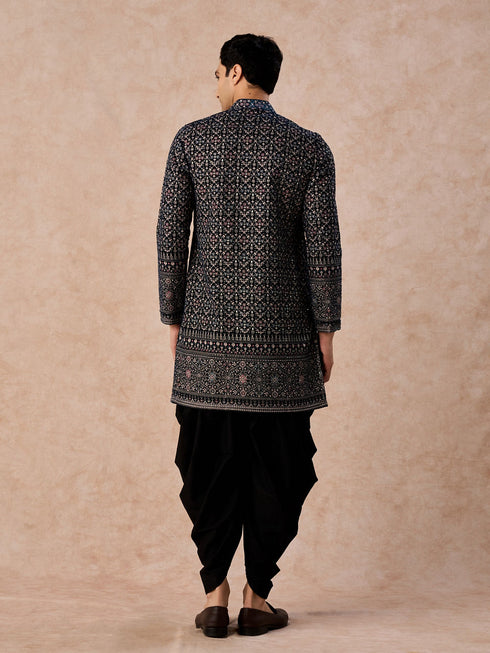 Manyavar Teal Elegance Velvet Kurta Patiala