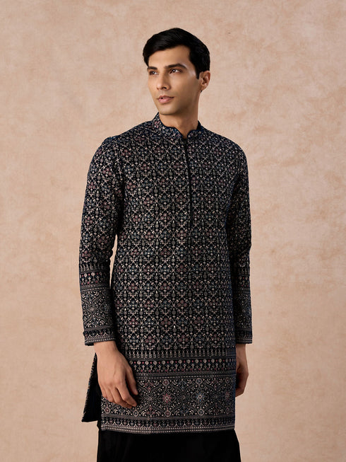 Manyavar Teal Elegance Velvet Kurta Patiala