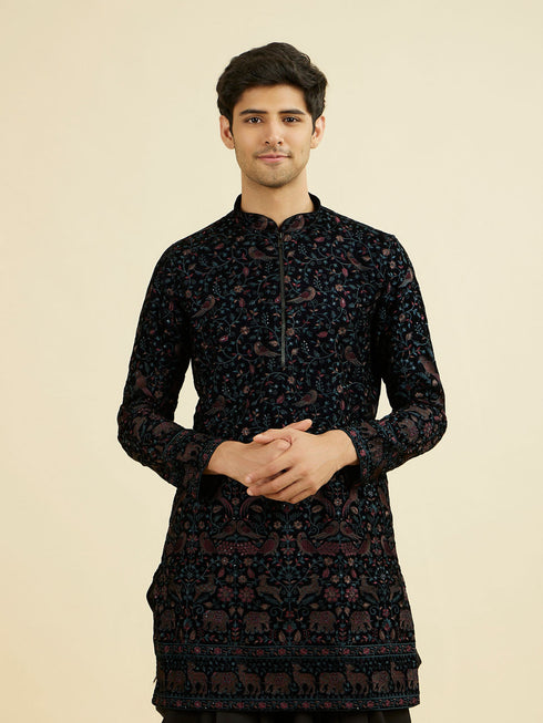 Manyavar Majestic Blue Mid Length Kurta Patiala