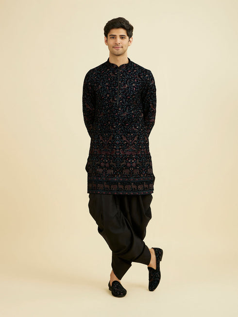 Manyavar Majestic Blue Mid Length Kurta Patiala