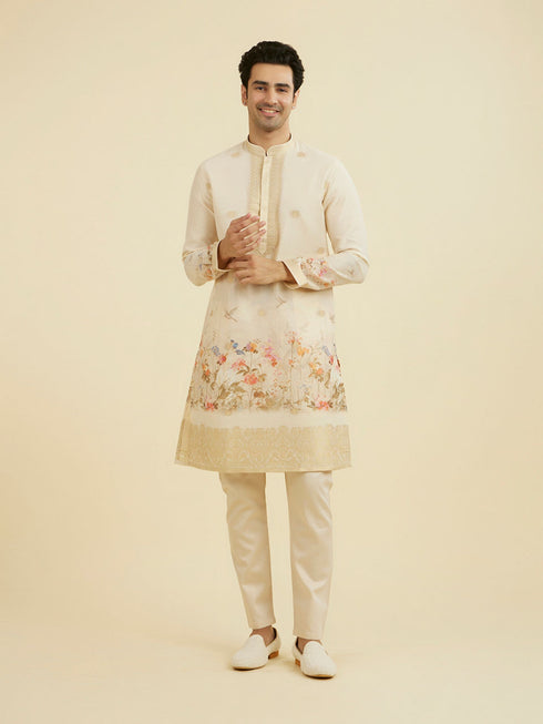 Manyavar Peach Elegance Kurta Pajama