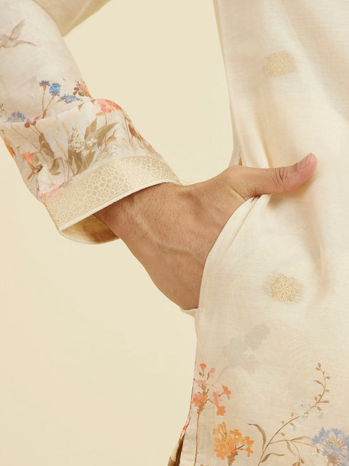 Manyavar Peach Elegance Kurta Pajama