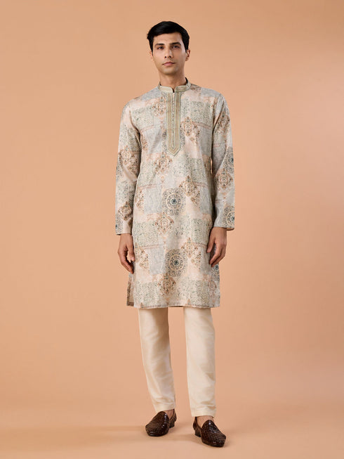 Manyavar Splendid Green Kurta Pajama