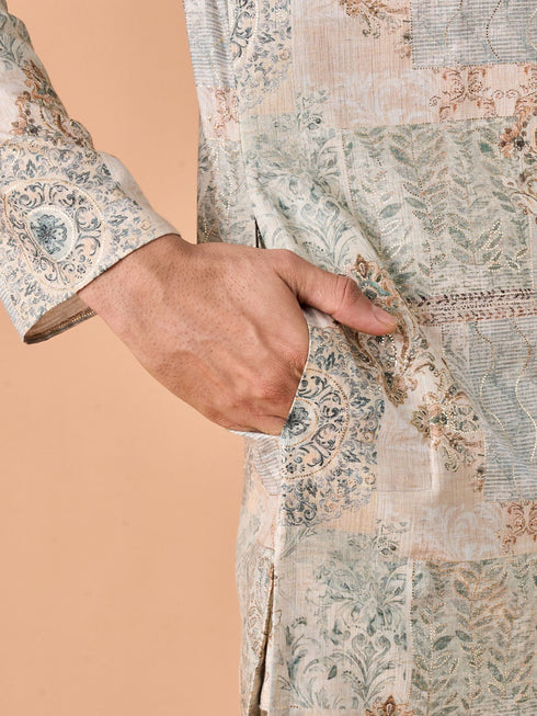 Manyavar Splendid Green Kurta Pajama