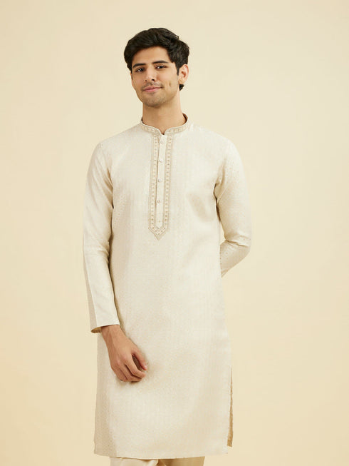 Manyavar Royal Beige Kurta Pajama