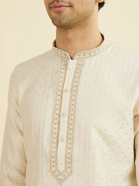 Manyavar Royal Beige Kurta Pajama