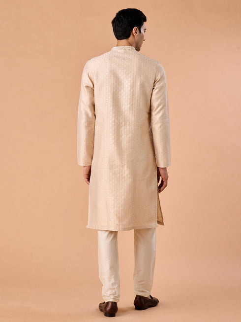 Manyavar Regal Fawn Brocade Kurta Pajama