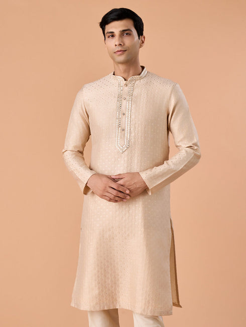 Manyavar Regal Fawn Brocade Kurta Pajama