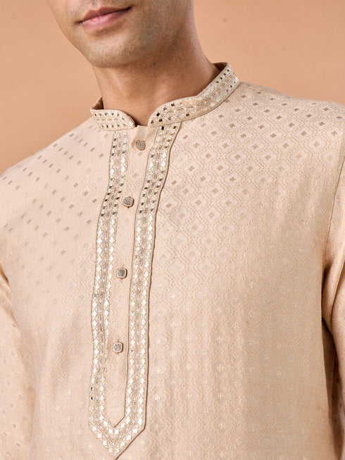 Manyavar Regal Fawn Brocade Kurta Pajama