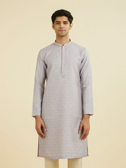 Manyavar Elegant Lilac Brocade Kurta Pajama
