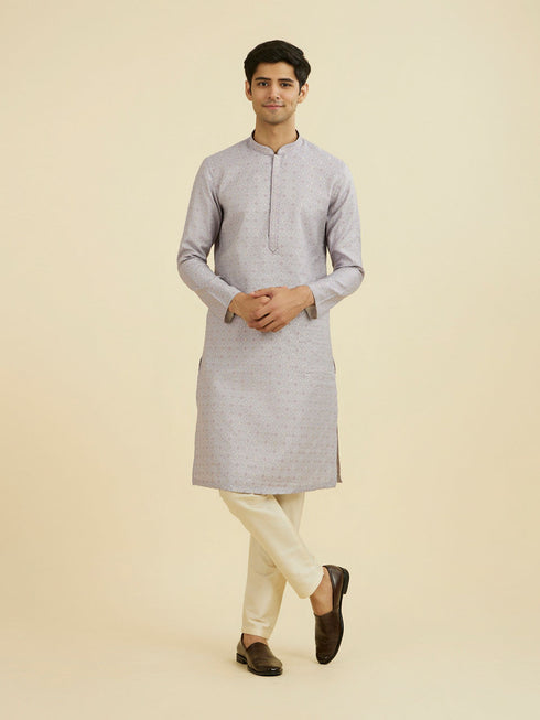Manyavar Elegant Lilac Brocade Kurta Pajama
