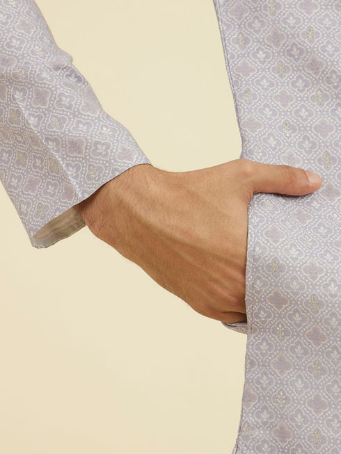 Manyavar Elegant Lilac Brocade Kurta Pajama