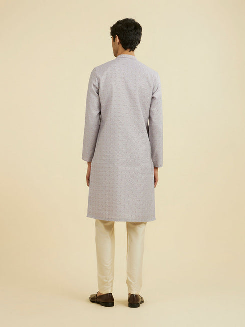 Manyavar Elegant Lilac Brocade Kurta Pajama