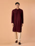 Manyavar Wine Embroidered Kurta Pajama Set