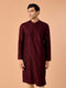Manyavar Wine Embroidered Kurta Pajama Set
