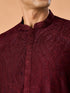 Manyavar Wine Embroidered Kurta Pajama Set