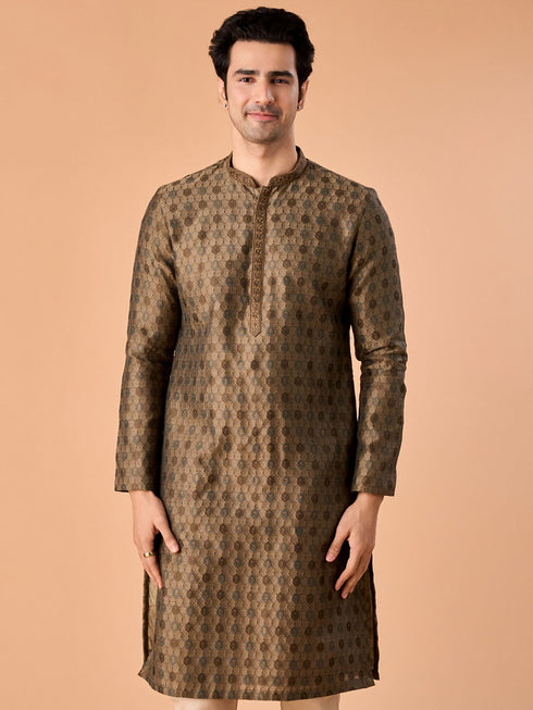 Manyavar Opulent Olive Green Kurta Pajama