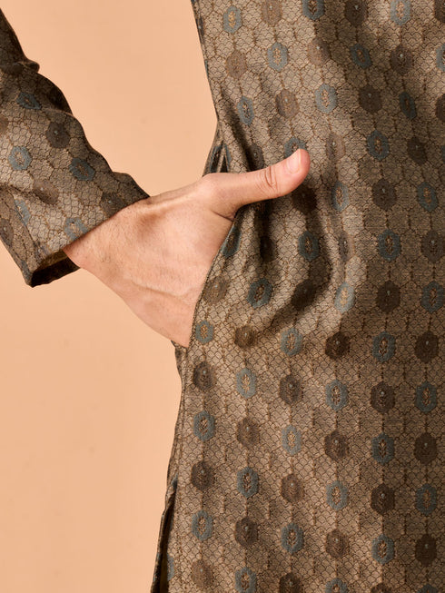 Manyavar Opulent Olive Green Kurta Pajama