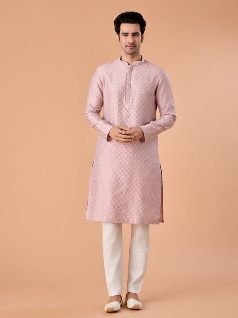 Manyavar Dusty Pink Elegance Kurta Pajama