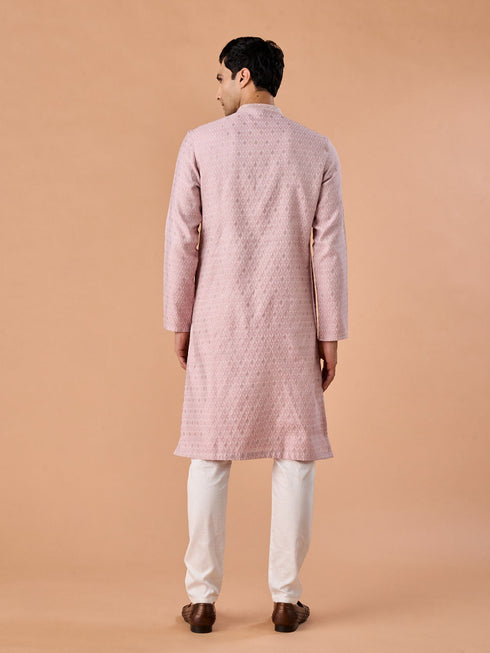 Manyavar Dusty Pink Brocade Kurta Pajama