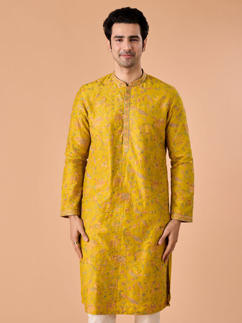 Manyavar Mehndi Green Grandeur Kurta Pajama