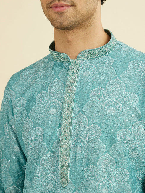 Manyavar Aqua Green Kurta Pajama