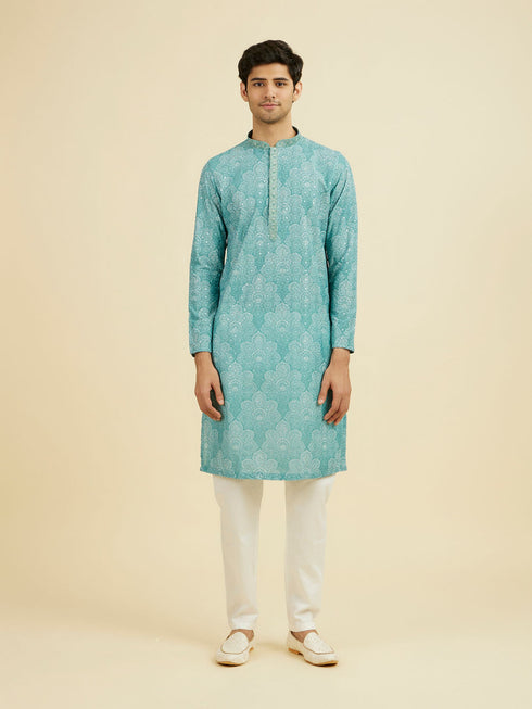 Manyavar Aqua Green Kurta Pajama