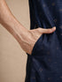 Manyavar Blue Self-Textured Blended Viscose Kurta Pajama Set
