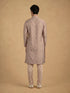 Manyavar Pink Blended Viscose Self-Textured Kurta Pajama Set