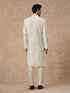 Manyavar Cream Blended Viscose Kurta Pajama