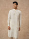 Manyavar Cream Blended Viscose Kurta Pajama