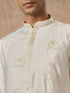 Manyavar Cream Blended Viscose Kurta Pajama