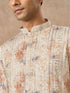 Manyavar Cream Blended Cotton Kurta Pajama with Print