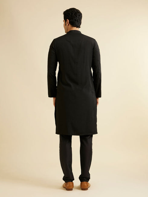 Manyavar Midnight Black Buta Embroidered Kurta Set