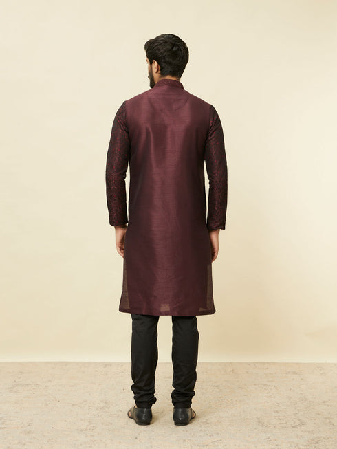 Manyavar Windsor Wine Medallion Patterned Kurta Set
