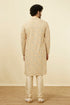 Manyavar Pista Side Open Kurta Pajama Set With Orange Motifs
