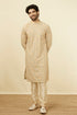 Manyavar Pista Side Open Kurta Pajama Set With Orange Motifs