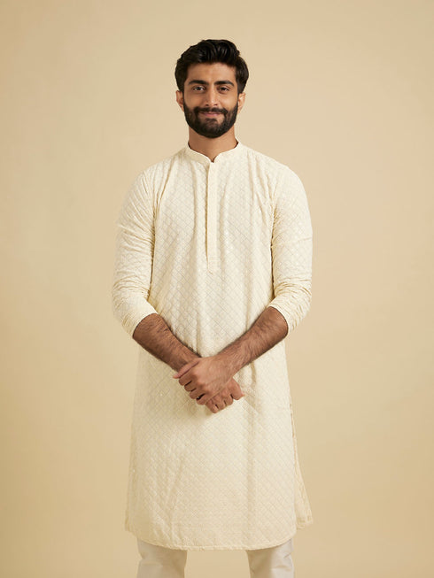 Manyavar Classy Cream Kurta Set