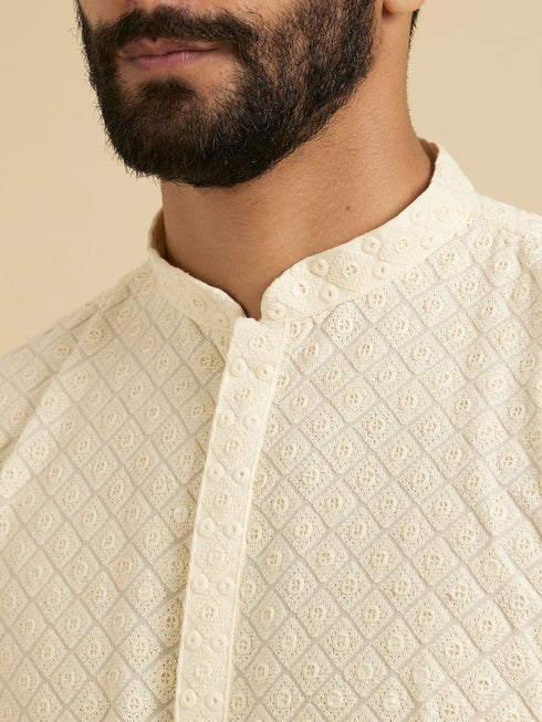 Manyavar Classy Cream Kurta Set