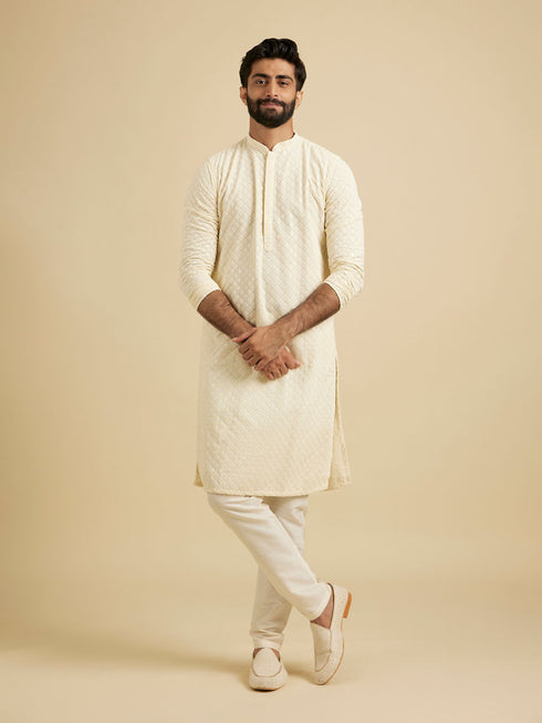 Manyavar Classy Cream Kurta Set