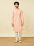 Manyavar Peach Diamond Patterned Chikankari Embroidered Kurta Set