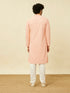Manyavar Peach Diamond Patterned Chikankari Embroidered Kurta Set