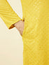 Manyavar Candlelight Yellow Floral Patterned Sequined Chikankari Kurta Set