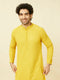 Manyavar Candlelight Yellow Floral Patterned Sequined Chikankari Kurta Set